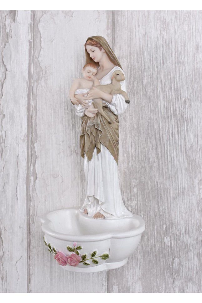 Statueta din ceramica cu Fecioara Maria cu Pruncul