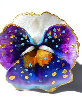 Golden Pansy - Inel reglabil unicat Poleit cu aur 24k