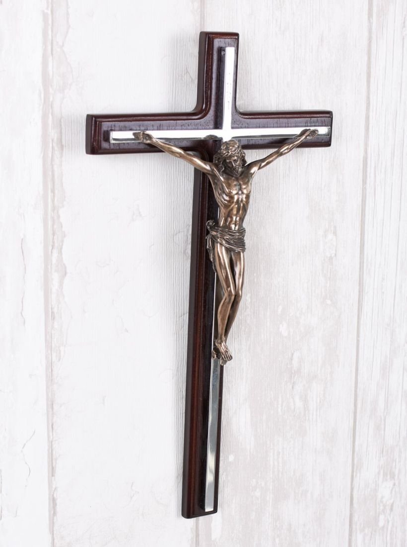 Cruce ceramica cu bronz cu Isus