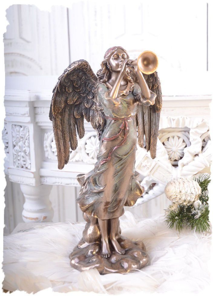 Statueta din ceramica cu broz cu ingeras cu trompeta