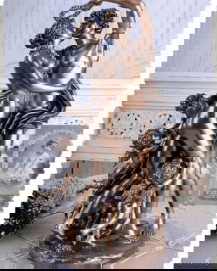 Statueta din ceramica cu bronz cu Zefir si Flora