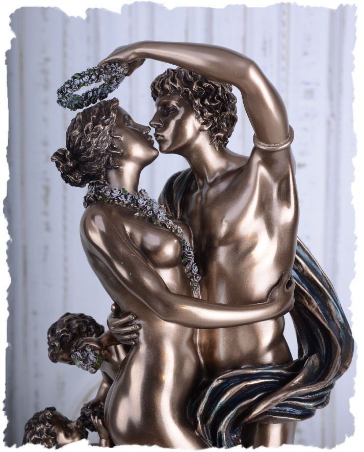Statueta din ceramica cu bronz cu Zefir si Flora