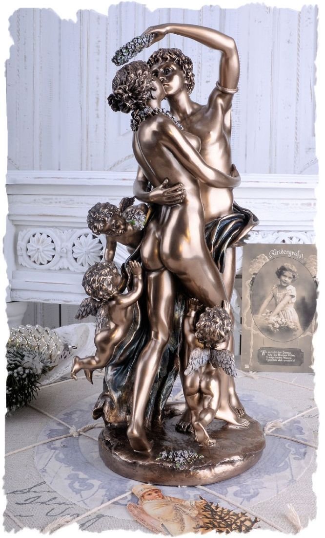 Statueta din ceramica cu bronz cu Zefir si Flora