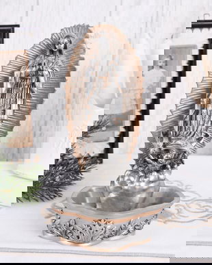 Statueta din ceramica cu bronz cu Fecioara Maria