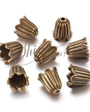 Capac floare bronz, 10x10mm