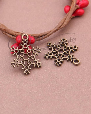 Charm fulg de nea, bronz antichizat
