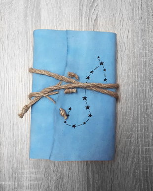 Agenda/Jurnal din piele naturala reciclata cusut manual si personalizat