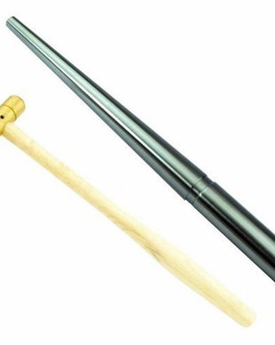 K0438 - SET Mandrel / rigel / riglu, instrument de realizat, calibrat inele, otel inoxidabil solid, ciocan capete alama (plat si bombat)