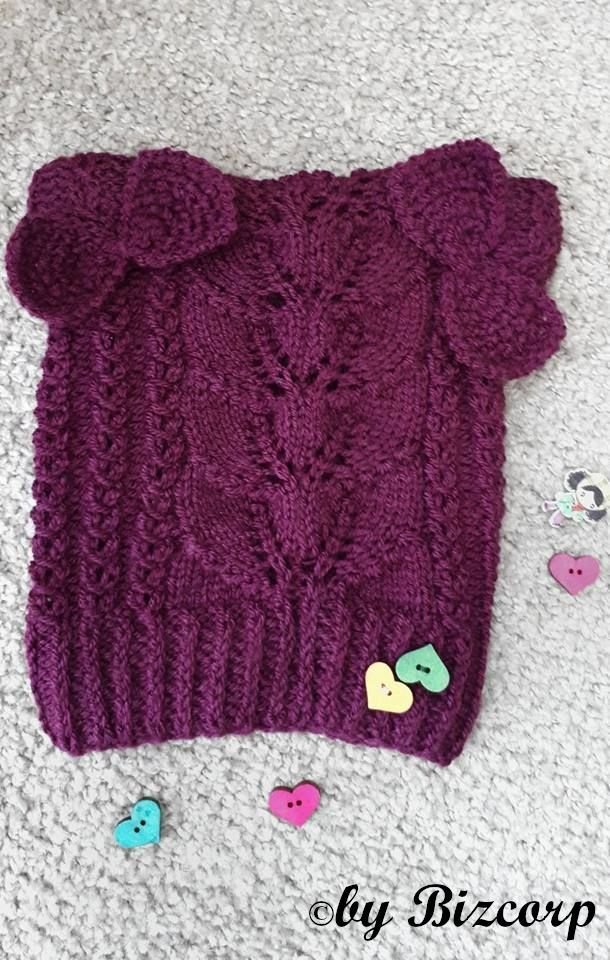 Caciula tricotata mov pentru fetite 1.5 - 2 ani