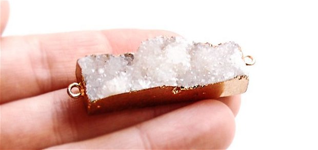 Crystal quartz - druzy cu  margini electroplacate aur