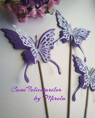 Fluturi dantelati mov toppers candy bar