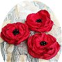 set brose flori rosii de matase