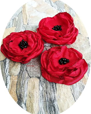 set brose flori rosii de matase