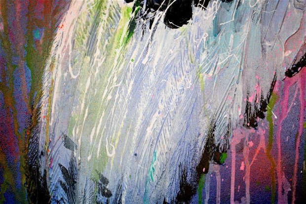 Tablou pictat manual XL, ''Passing Dawn" - Pictura abstracta XL - Pictura pe panza cu sasiu din lemn,80x80x2 cm, Ready to Hang, Modern, Unicat, Original, Bufnita Polara