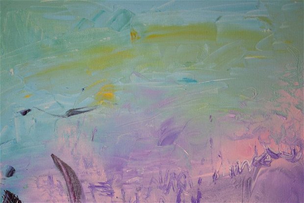 Tablou Abstract pictat manual , ''Dearing to claim the sky" - Pictura Abstract de Decor- Pictura pe panza cu sasiu din lemn,50x70x2 cm, Ready to Hang, Modern, Unicat, Original