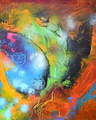 Tablou pictat manual , "Forest Eye" -Pictura Abstracta - Pictura pe panza cu sasiu din lemn, 50x50x2 cm, Ready to Hang, Modern, Unicat, Original