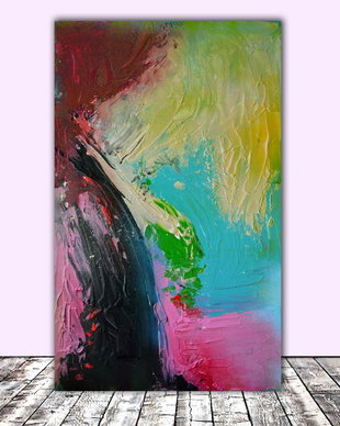 Tablou pictat manual XXL,  "Twisting the caleidoscop"- 100x62,5x2 -Pictura Abstracta XXL - Pictura pe panou din lemn,100x62,5x2 cm, Ready to Hang, Modern, Unicat, Original