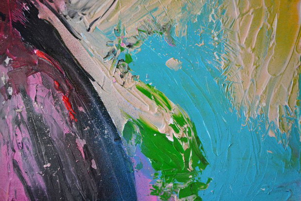 Tablou pictat manual XXL,  "Twisting the caleidoscop"- 100x62,5x2 -Pictura Abstracta XXL - Pictura pe panou din lemn,100x62,5x2 cm, Ready to Hang, Modern, Unicat, Original