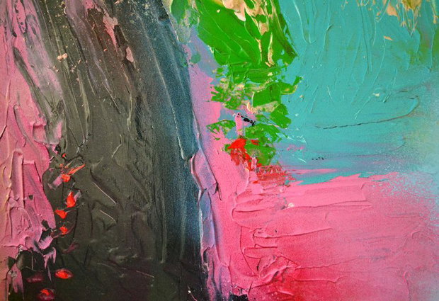 Tablou pictat manual XXL,  "Twisting the caleidoscop"- 100x62,5x2 -Pictura Abstracta XXL - Pictura pe panou din lemn,100x62,5x2 cm, Ready to Hang, Modern, Unicat, Original