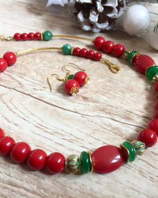 Set /colier si cercei/red/sarbatori