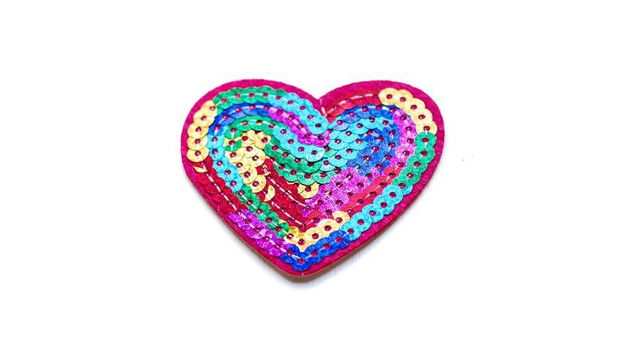 Patch - HEART - cu paiete - [iron on] - 1buc