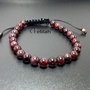 Bratara unisex cu sfere granat si snur negru (BR025)