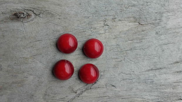 Cabochon coral rosu, 8 mm (2 buc)