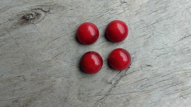 Cabochon coral rosu, 8 mm (2 buc)