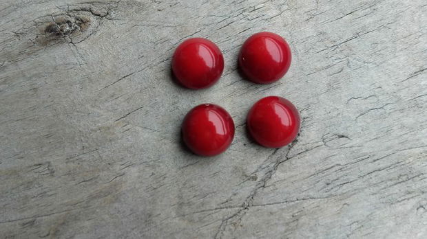 Cabochon coral rosu, 8 mm (2 buc)