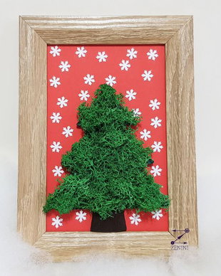 Tablou cu licheni, ornament licheni, brad licheni, decor licheni, bradut cu licheni, decoratiune licheni, tablou iarna licheni