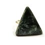 Inel reglabil din Argint 925 si Serafinit triunghiular - IN583 - Inel verde argintiu deosebit, cadou sotie