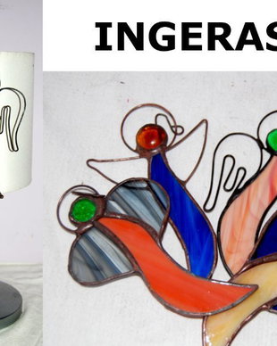 Decoratiune vitraliu Ingeras Craciun