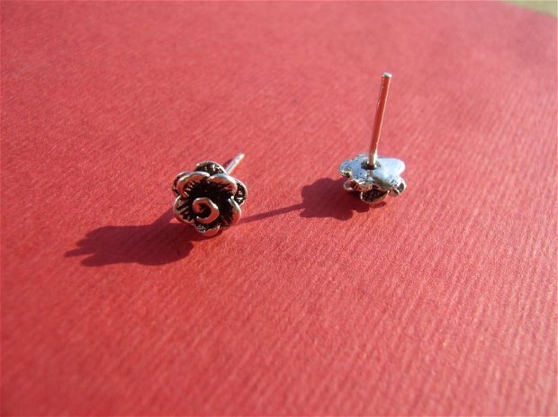 Cercei / Baza cercei din argint .925 antichizat trandafiras cu pin aprox 22x15 mm