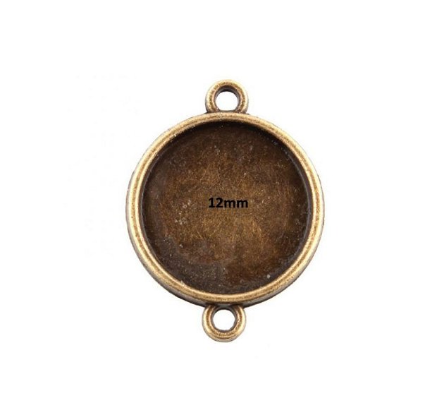 1b. Baza conector cabochon bronz antic, 12mm  CB28 -1636