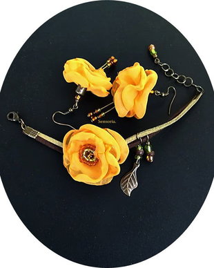 set floral galben diafan