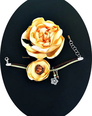 set floral galben satinat