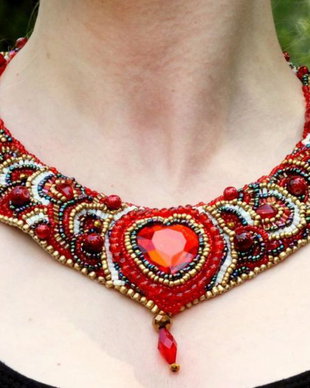 Set colier, bratara si cercei Red Heart