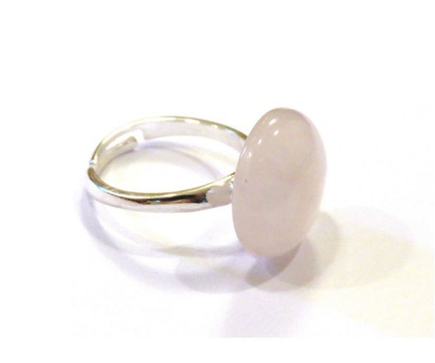 Inel reglabil din Argint 925 si Cuart roz rotund - IN534.1 - Inel romantic din pietre semipretioase, inel casual delicat, cadou Valentine's day / 8 martie