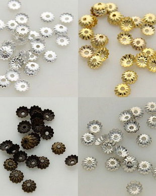 K0531 - (1000b) Capacele margele, aliaj metalic placat cu argint, rodiu, aur, bronz, 5mm