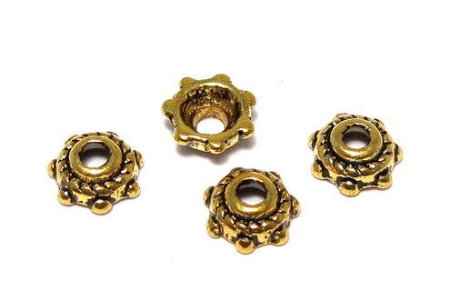 Capacel metalic, auriu antichizat, 5x2 mm - 10 bucati