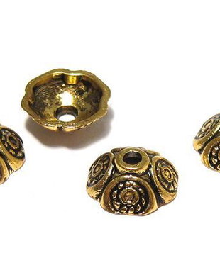 Capacel metalic, auriu antichizat, 9x4 mm