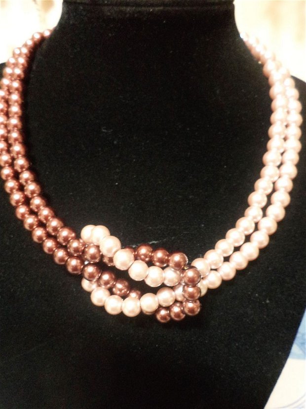 Set bijuterii handmade,colier,bratara si cercei din perle de sticla