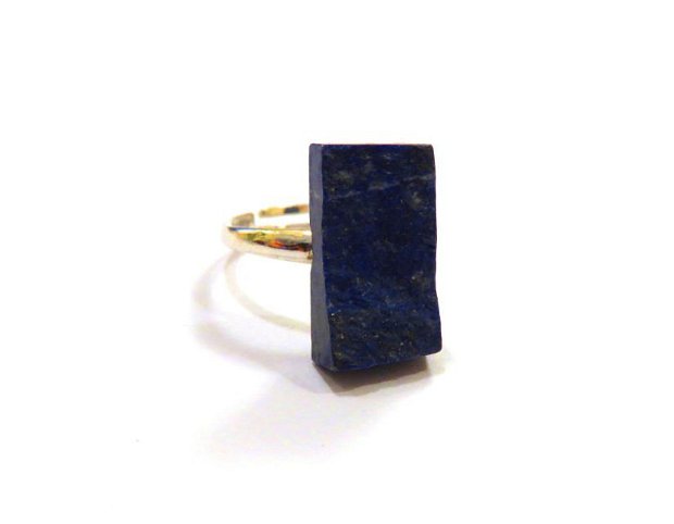 Inel deosebit din Argint 925 si Lapis lazuli druzy dreptunghiular - IN595 - Inel albastru reglabil din pietre semipretioase, cadou deosebit sotie, cadou Craciun / aniversare / 8 martie / Dragobete