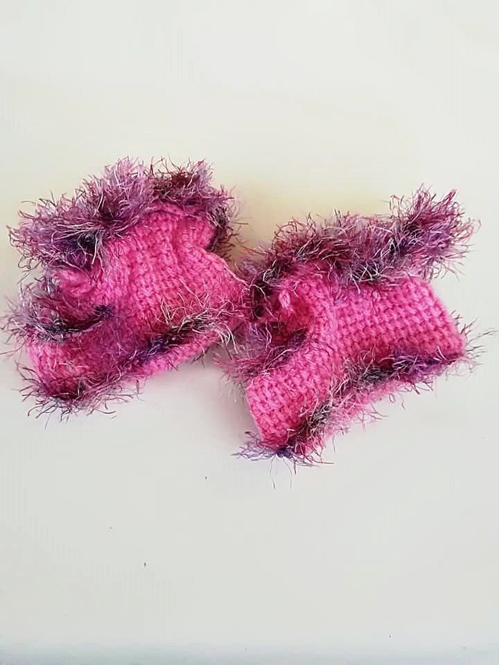 papucei tricotati roz