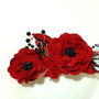 Clame de par cu maci rosii/Accesoriu de par cu flori textile
