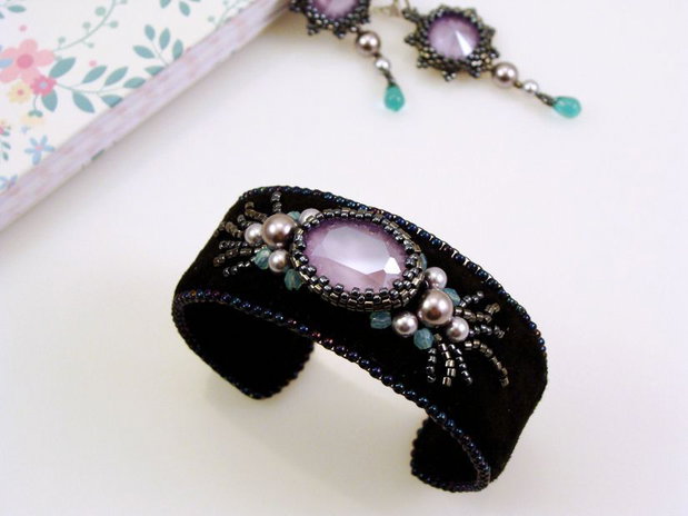 Set bratara si cercei cu perle si cristale Swarovski