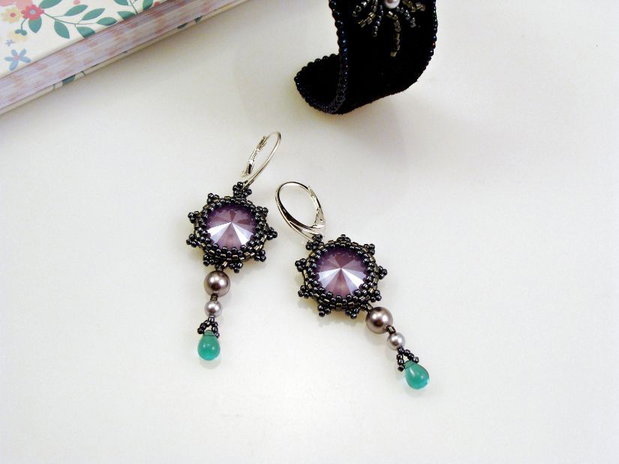 Set bratara si cercei cu perle si cristale Swarovski