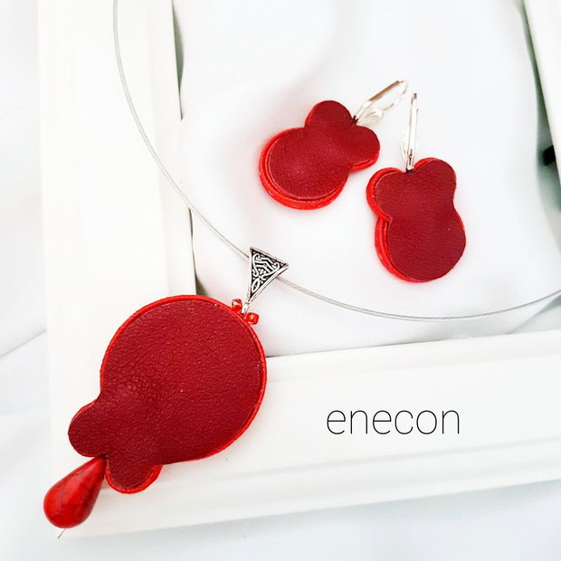 Set soutache rosu cu howlit