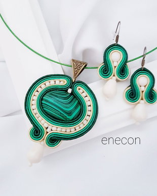 Set soutache verde cu malachit