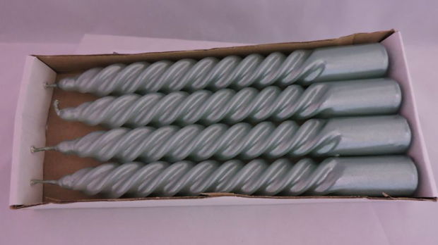 Set 4 lumanari spiralate metalizate 20 cm - menta